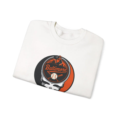 Grateful Dead - Baltimore Orioles Grateful Dead Stealie Crewneck Sweatshirt - MLB - StealieShop